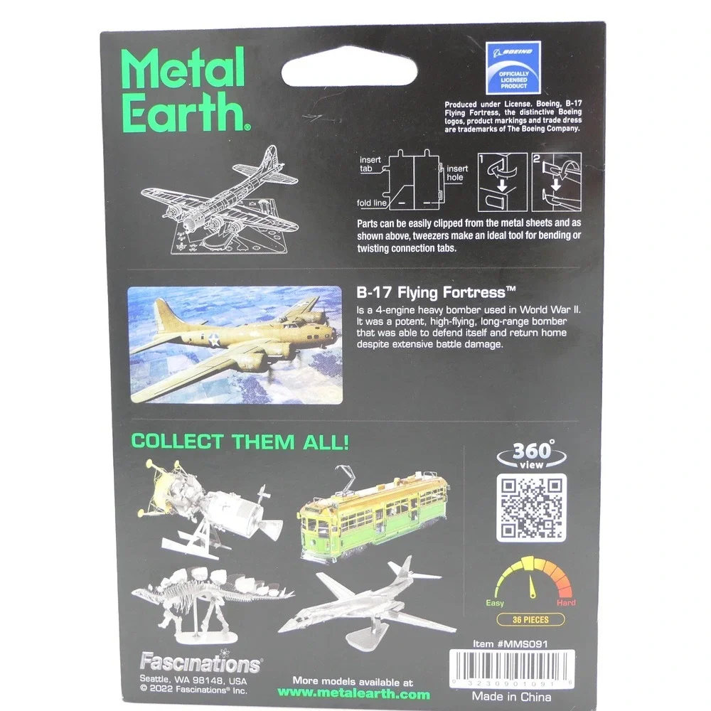 Metal Earth B-17 Flying Fortress 3D Steel Model Kit Age 14+ MMS091 2 Sheet Model